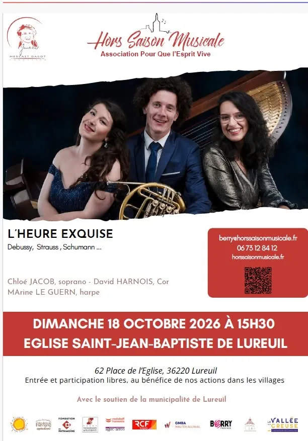 L’Heure Exquise: soprano, horn and harp at Lureuil